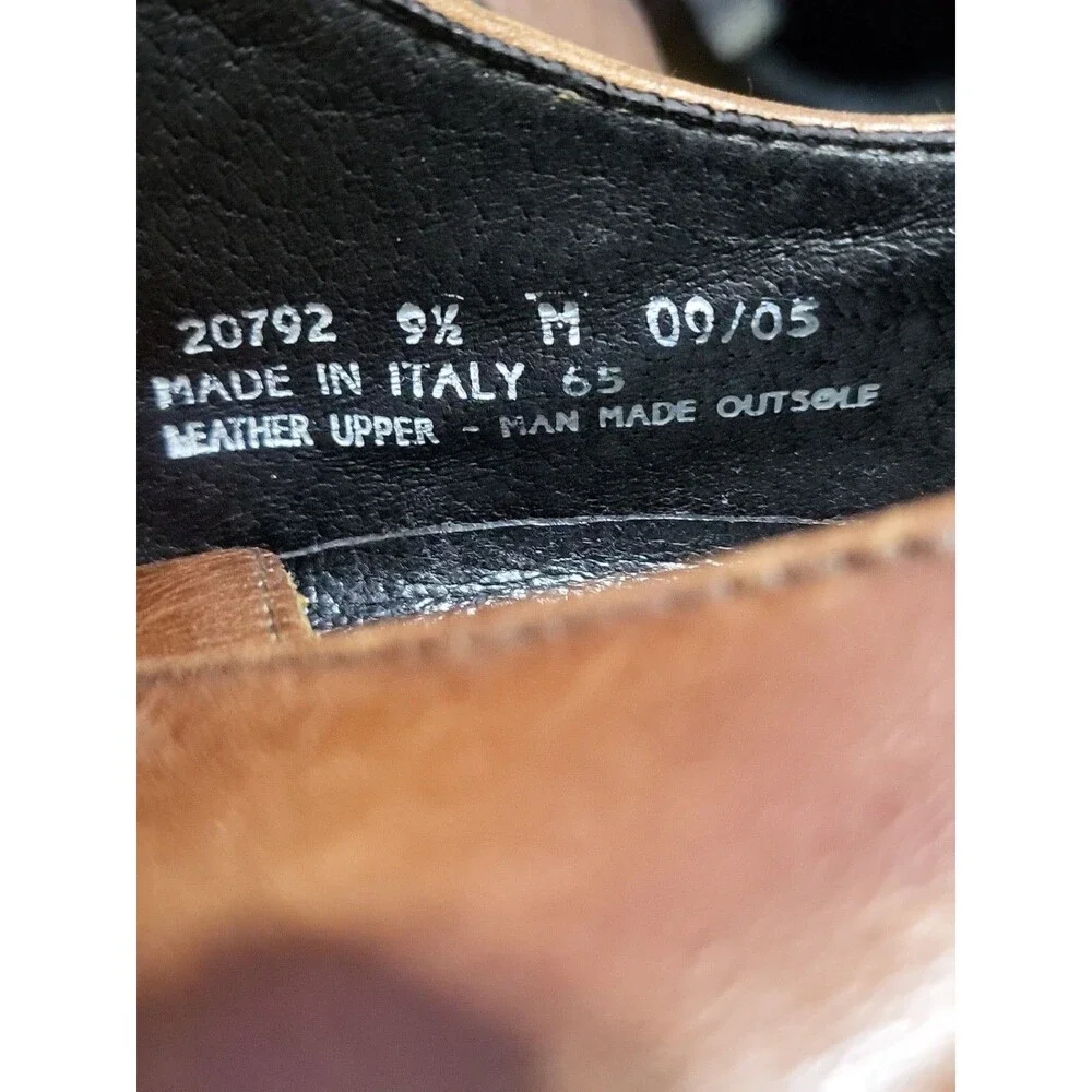 Bostonian Men Tifton Step Brown Leather Upper  Dress Shoe Size 9.5 Made In Italy